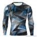 PKAWAY Mens Quick Dry Long Sleeve Camo Compression Runing Shirt Blue B07QFM7GZF